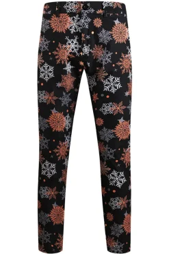 Floco de neve preto impresso 3 peças terno de Natal masculino