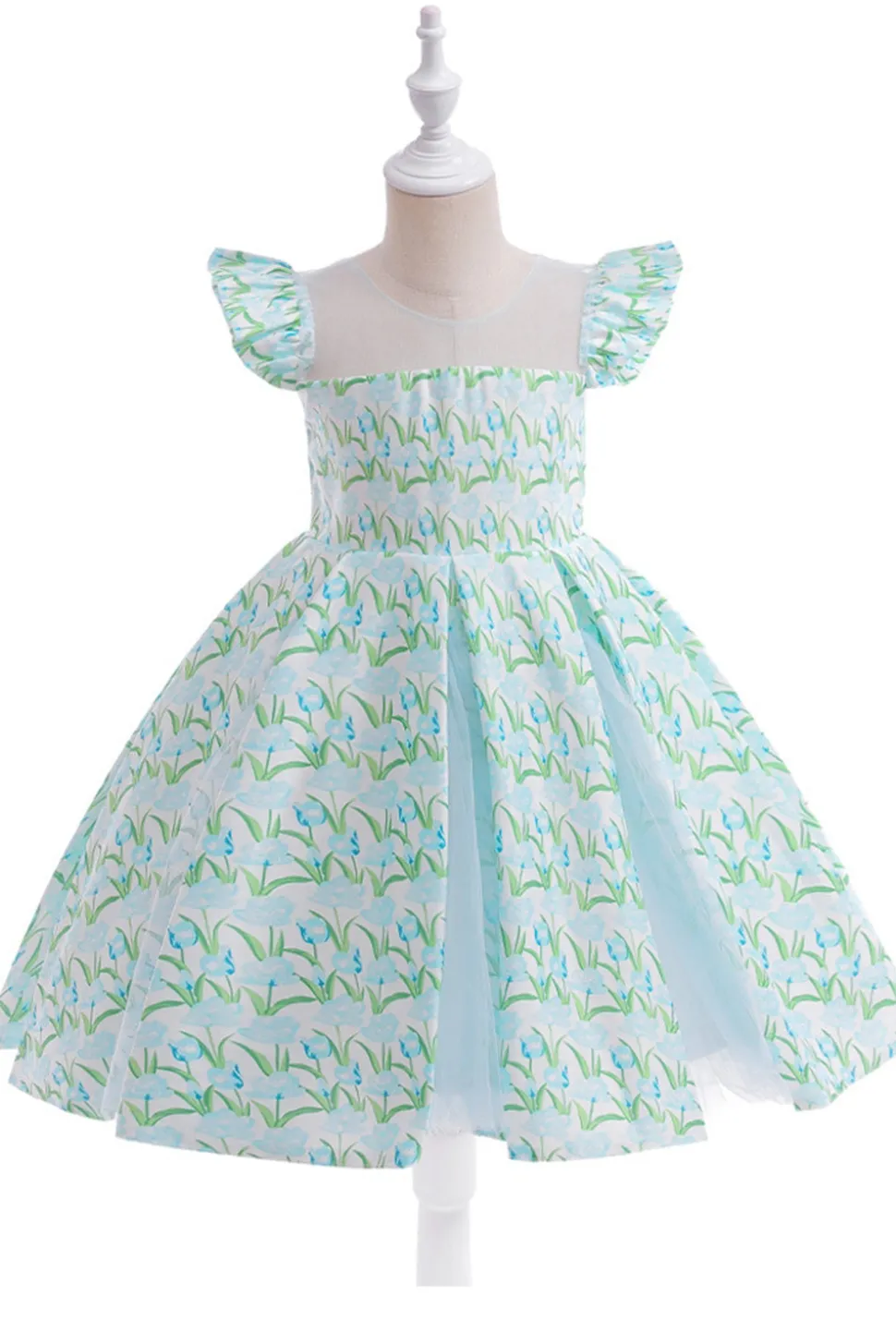 Flor cor-de-rosa estampada vestido da menina da flor