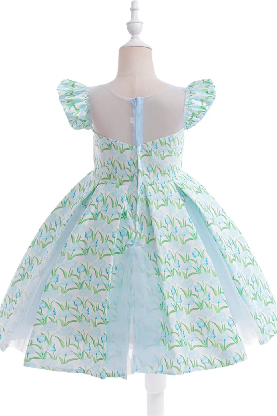 Flor cor-de-rosa estampada vestido da menina da flor