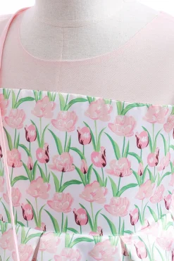 Flor cor-de-rosa estampada vestido da menina da flor