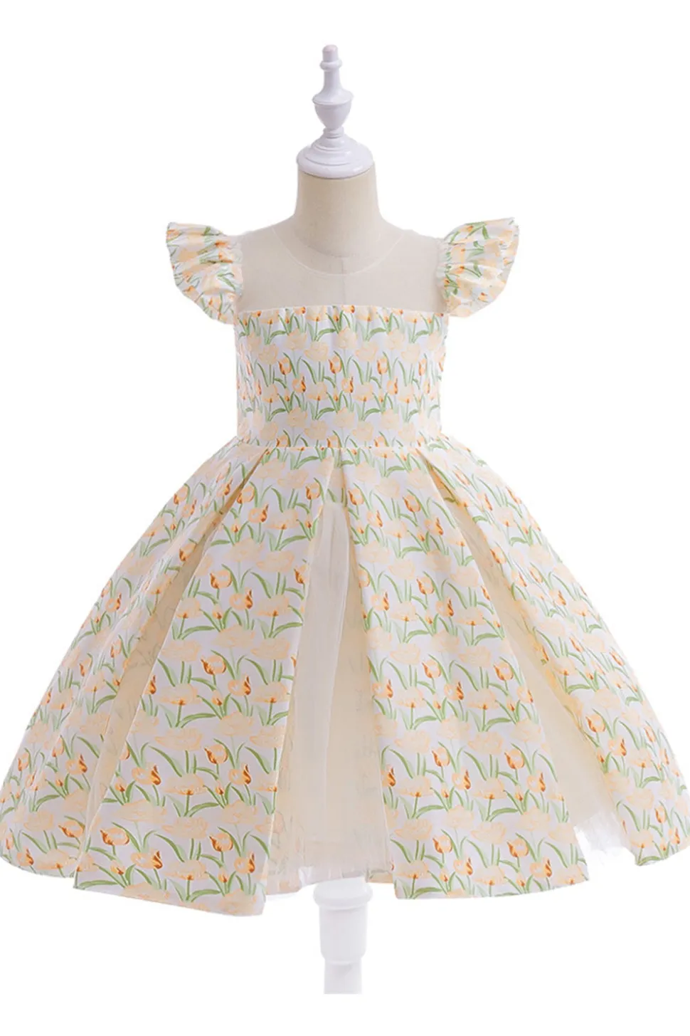 Flor cor-de-rosa estampada vestido da menina da flor