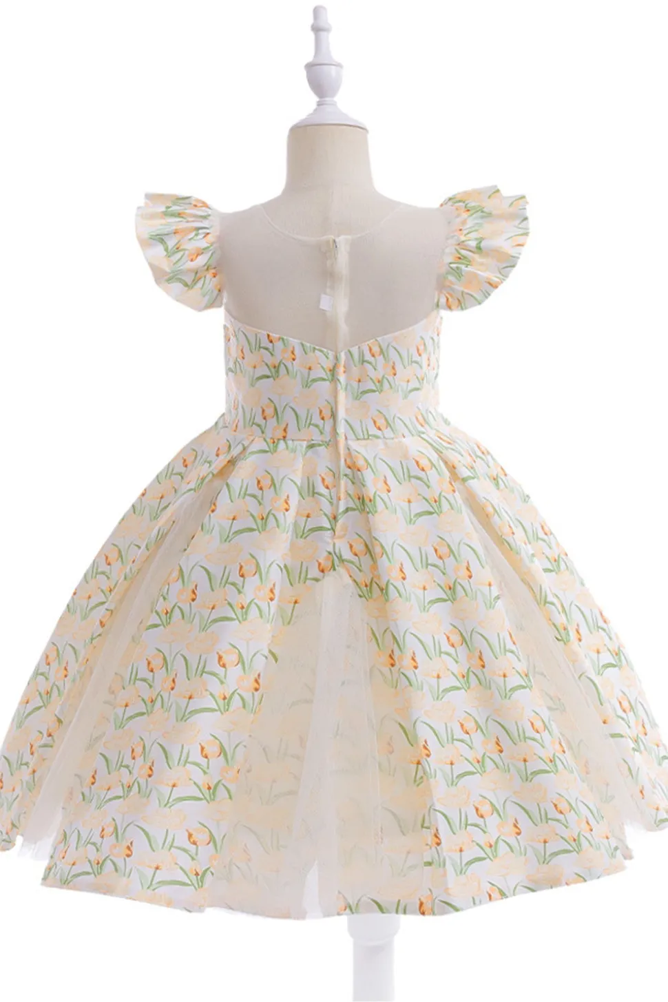 Flor cor-de-rosa estampada vestido da menina da flor