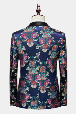 Flor da Marinha Jacquard 2 Peças Ternos de Baile de Formatura Masculino