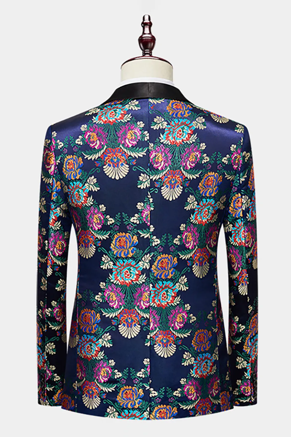 Flor da Marinha Jacquard 2 Peças Ternos de Baile de Formatura Masculino
