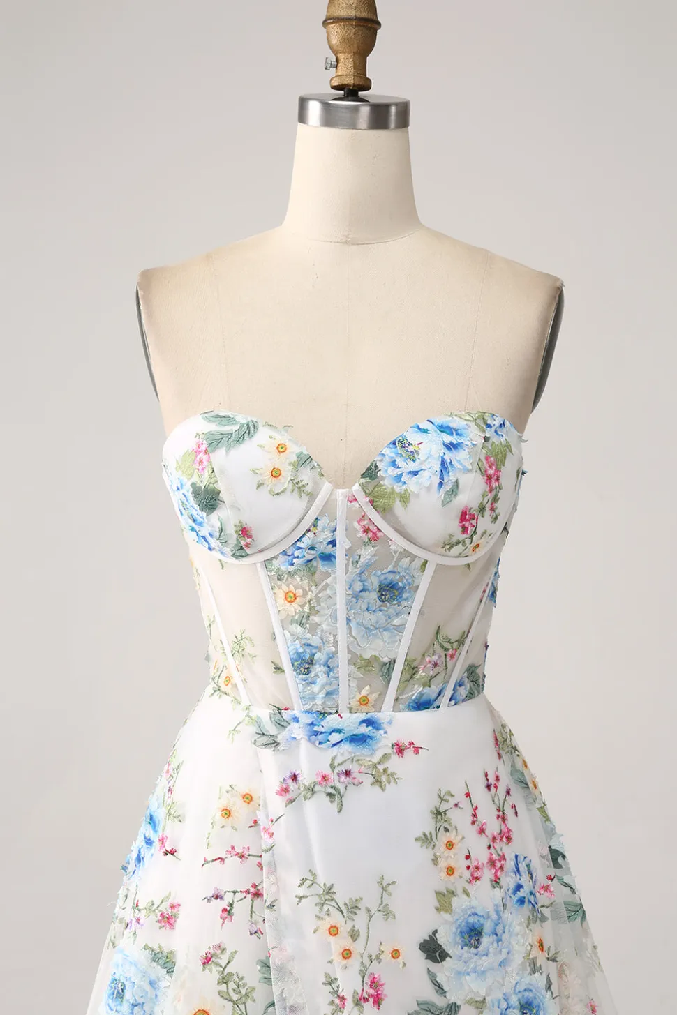 Flor de Marfim A-Line Strapless Long Corset Prom Dress