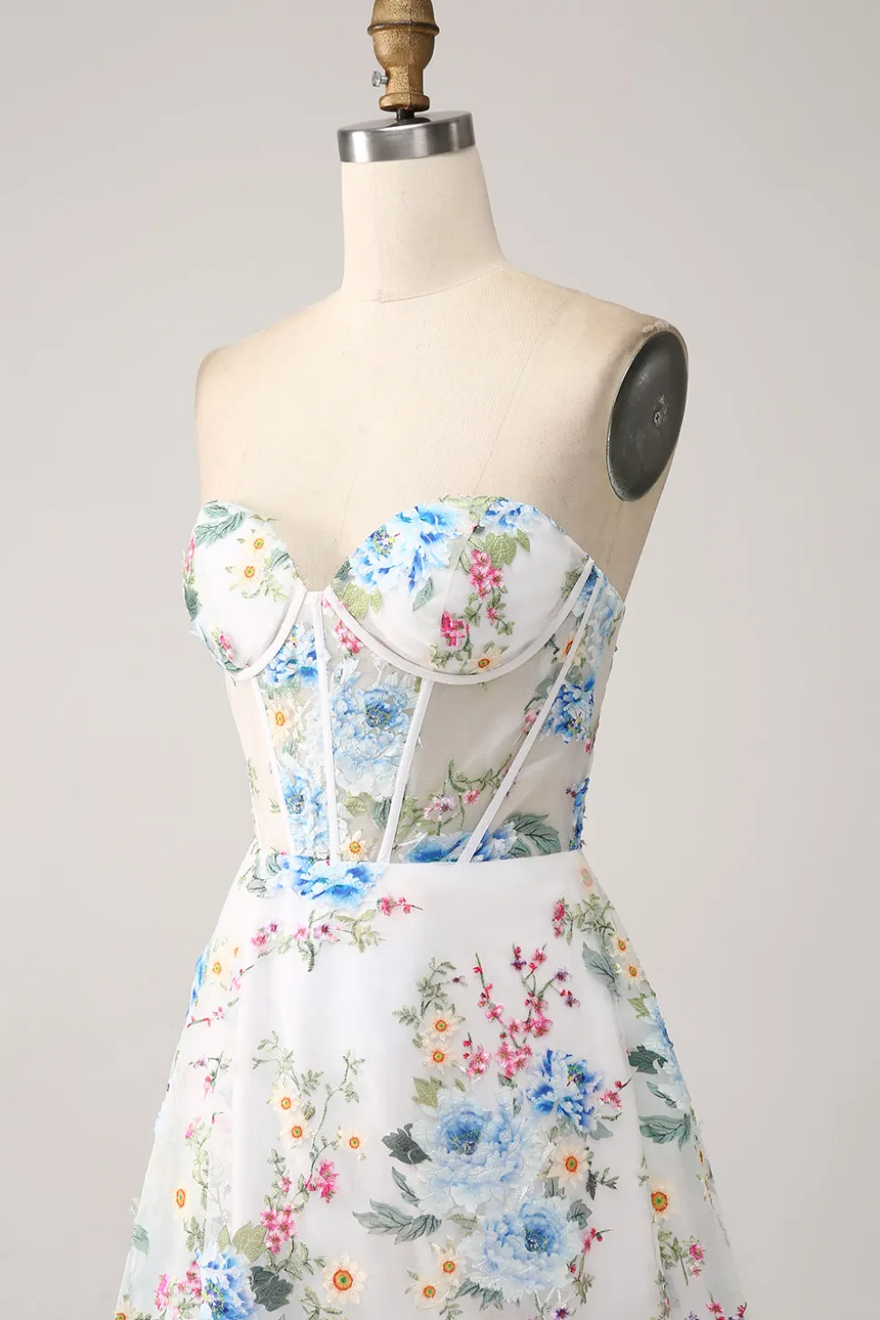 Flor de Marfim A-Line Strapless Long Corset Prom Dress