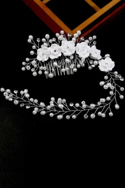 Flor de Pérola Olaria Flor Har Comb Cabelo Bandhandmade Bride Headband