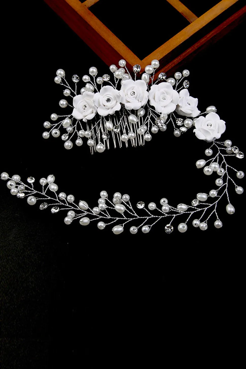 Flor de Pérola Olaria Flor Har Comb Cabelo Bandhandmade Bride Headband