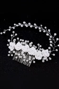 Flor de Pérola Olaria Flor Har Comb Cabelo Bandhandmade Bride Headband
