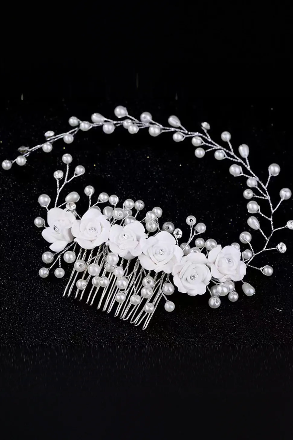 Flor de Pérola Olaria Flor Har Comb Cabelo Bandhandmade Bride Headband