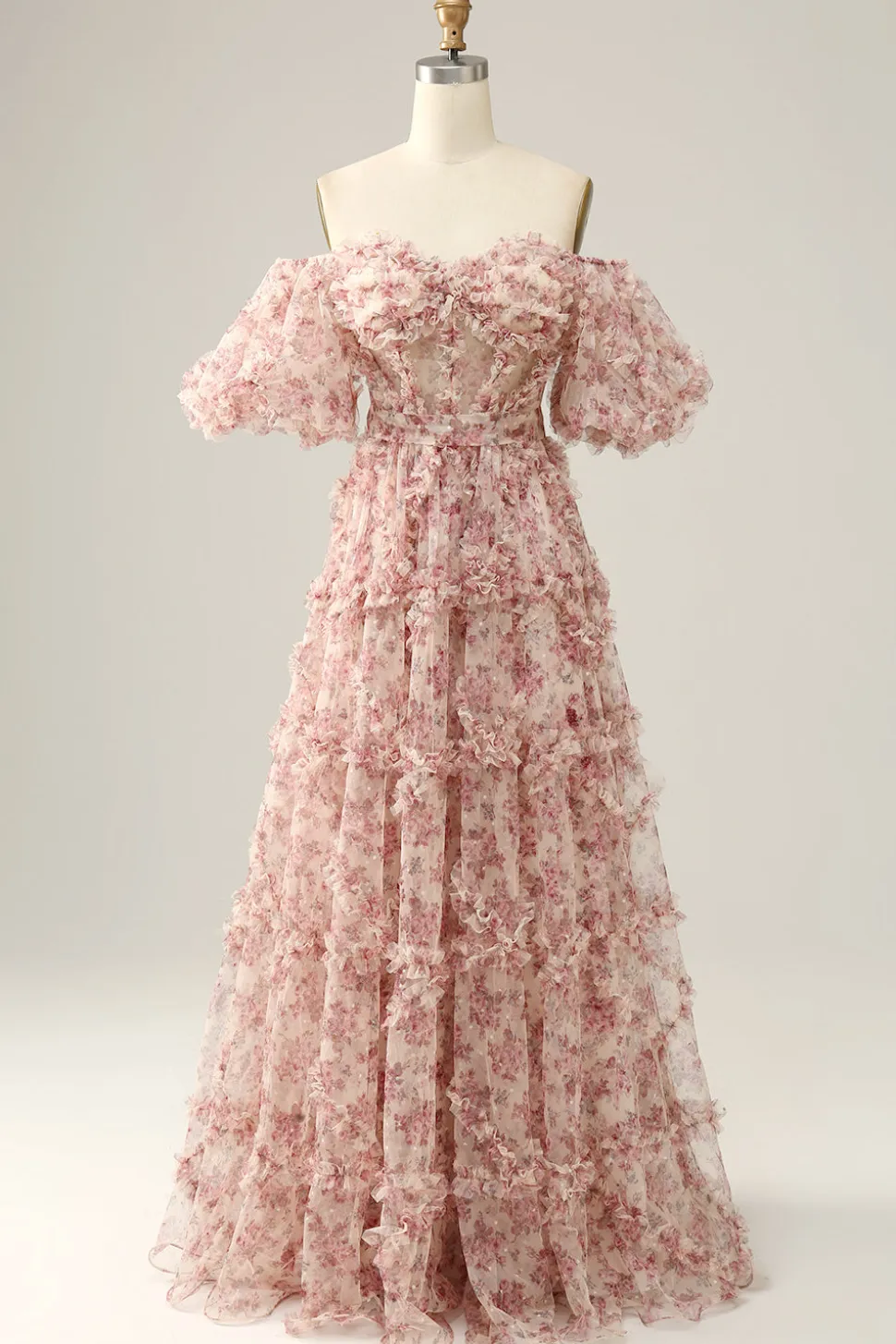 Flor fora do ombros vestido do baile