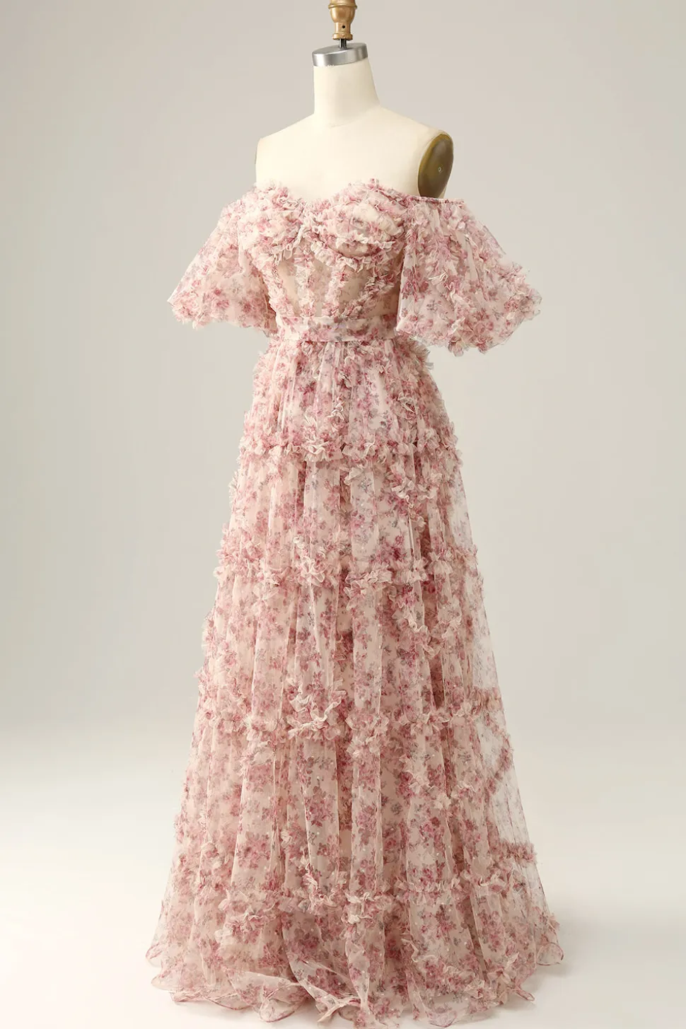 Flor fora do ombros vestido do baile
