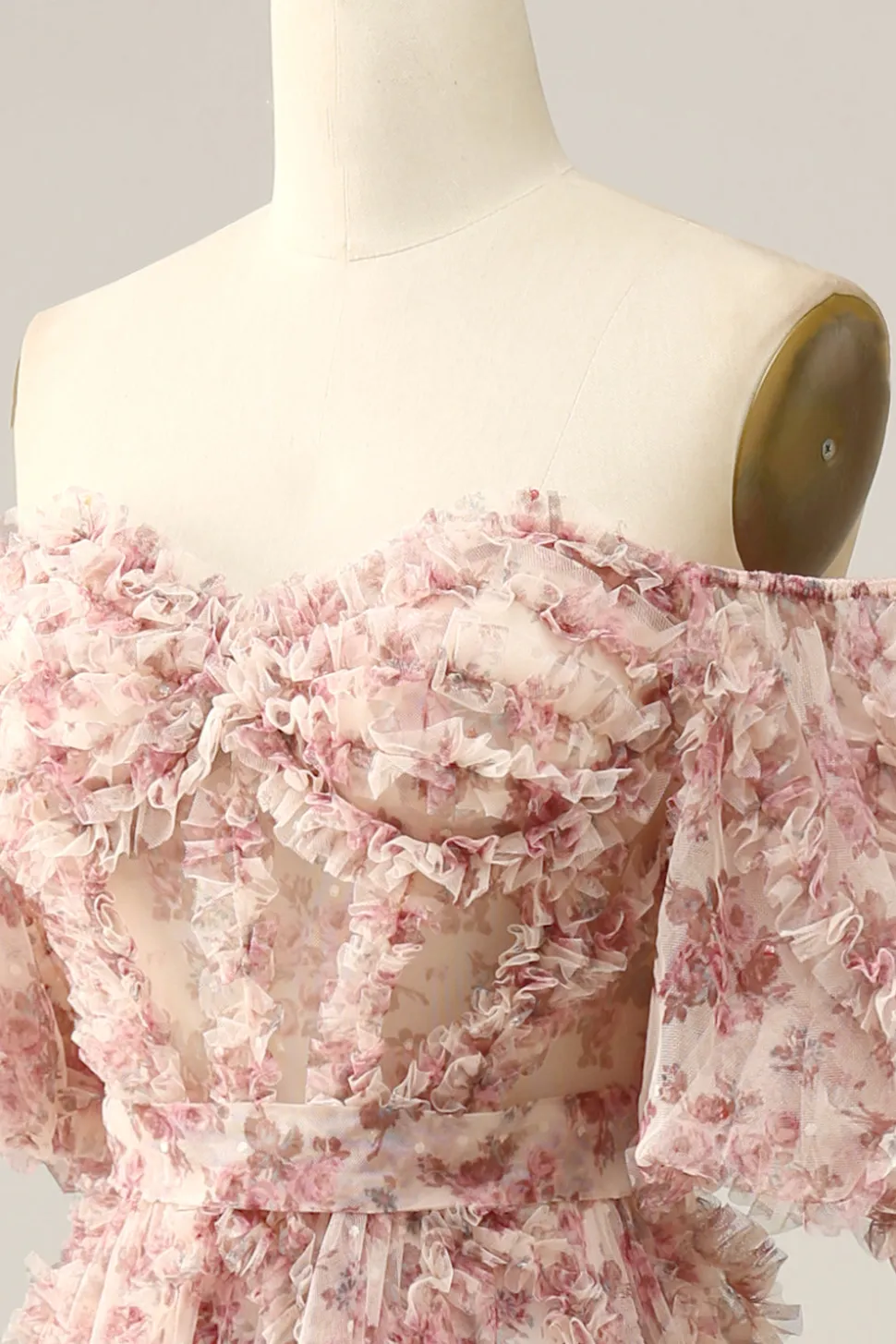 Flor fora do ombros vestido do baile