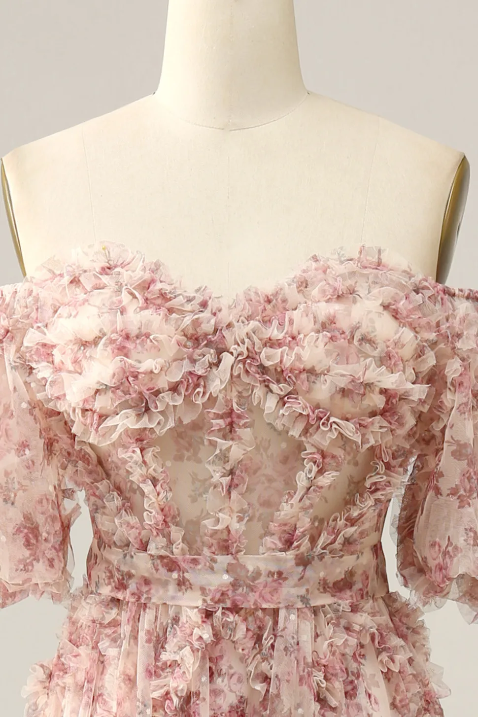 Flor fora do ombros vestido do baile
