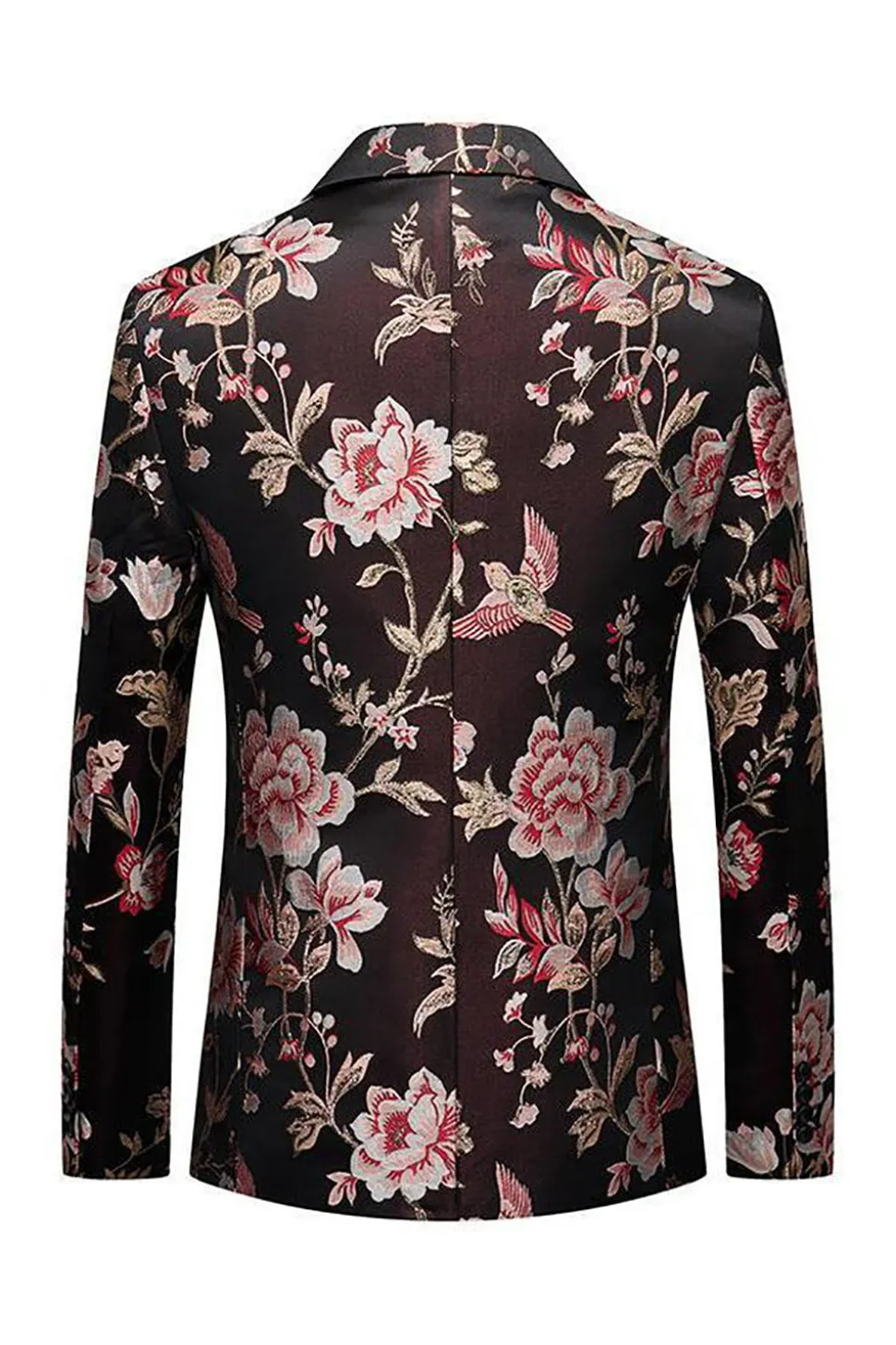 Flor Preta Jacquard Notched Lapela Men Blazer