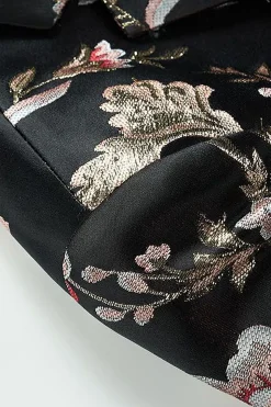 Flor Preta Jacquard Notched Lapela Men Blazer