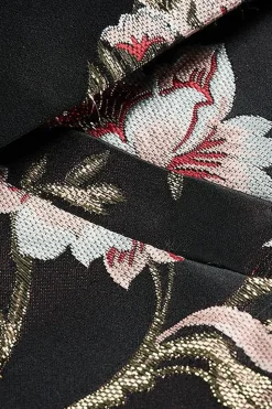 Flor Preta Jacquard Notched Lapela Men Blazer