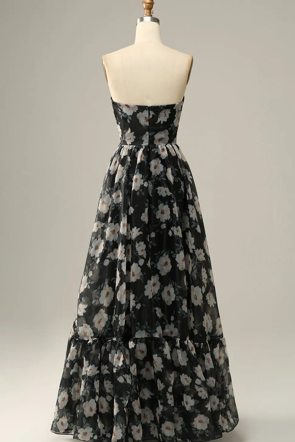 Flor Preto Fora do Ombros Vestido do Baile