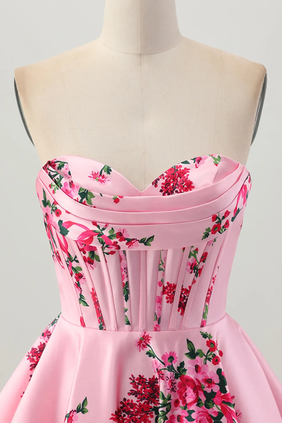 Flor Rosa A-Line Querida Cetim Corset Homecoming Dress