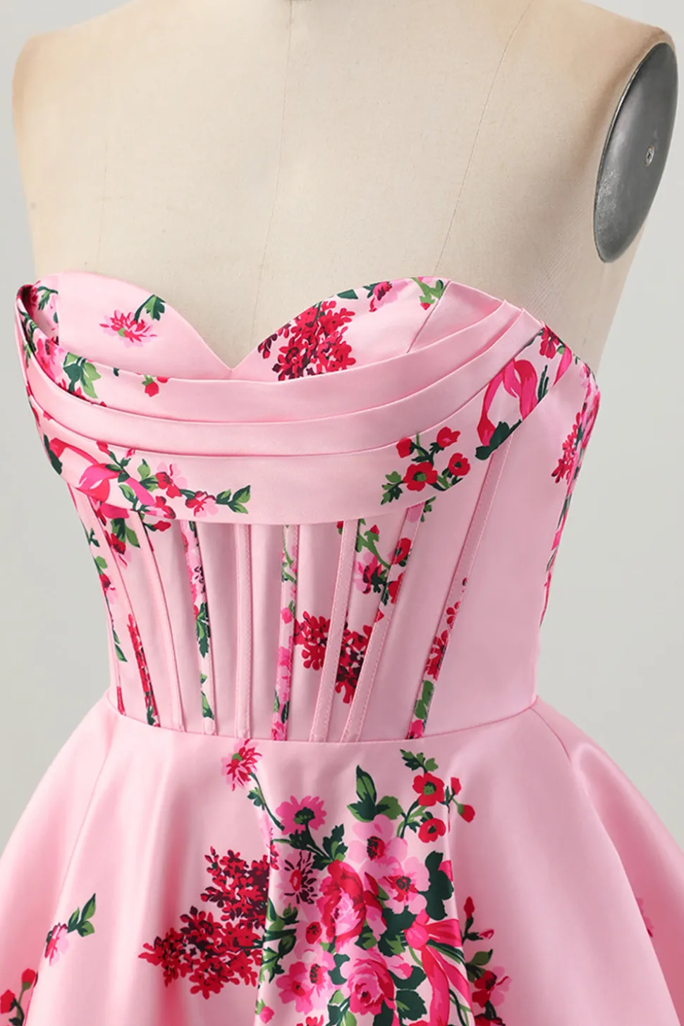 Flor Rosa A-Line Querida Cetim Corset Homecoming Dress