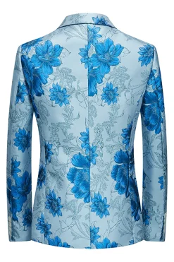 Flor Rosa Jacquard Notched Lapela Blazer Masculino