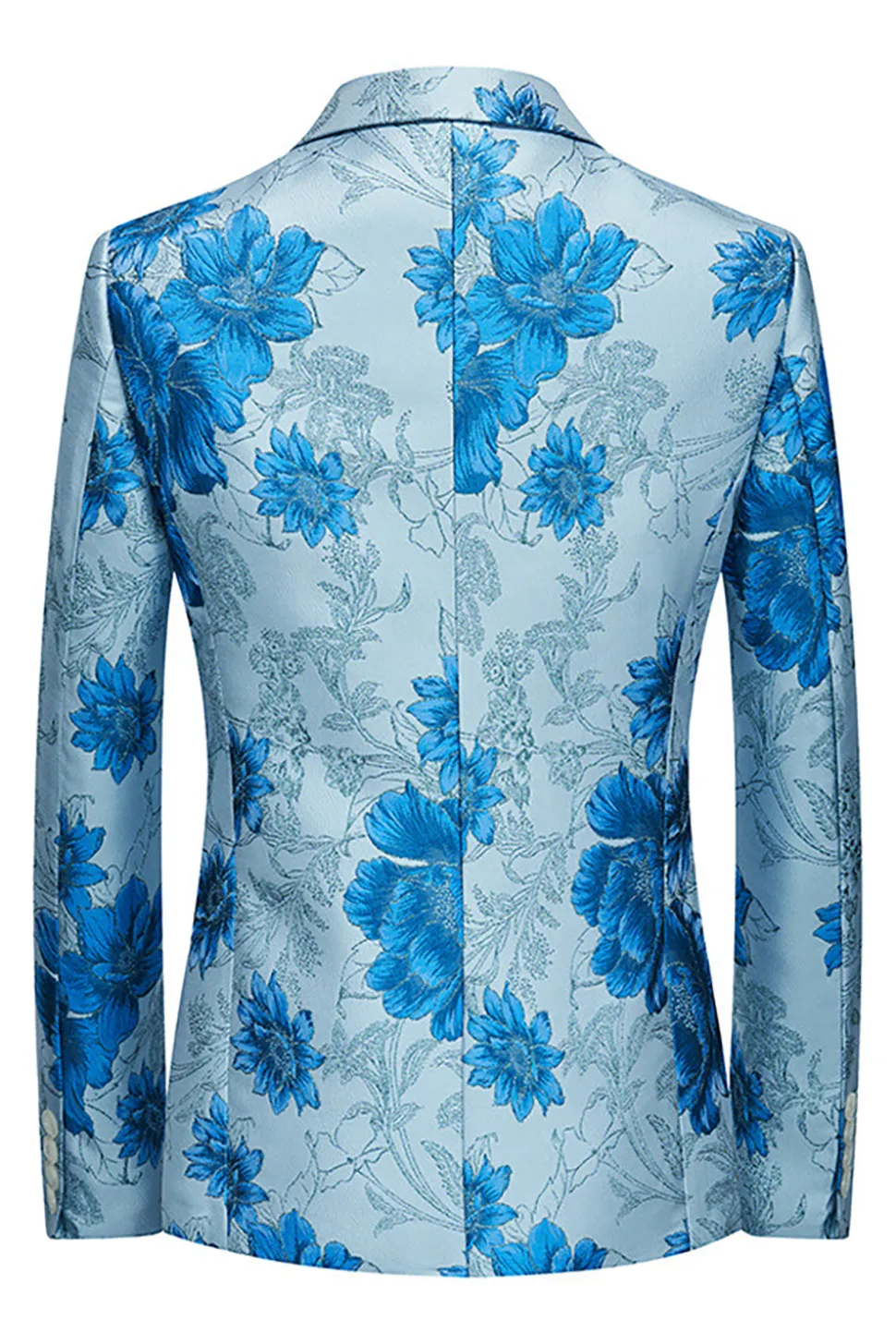 Flor Rosa Jacquard Notched Lapela Blazer Masculino