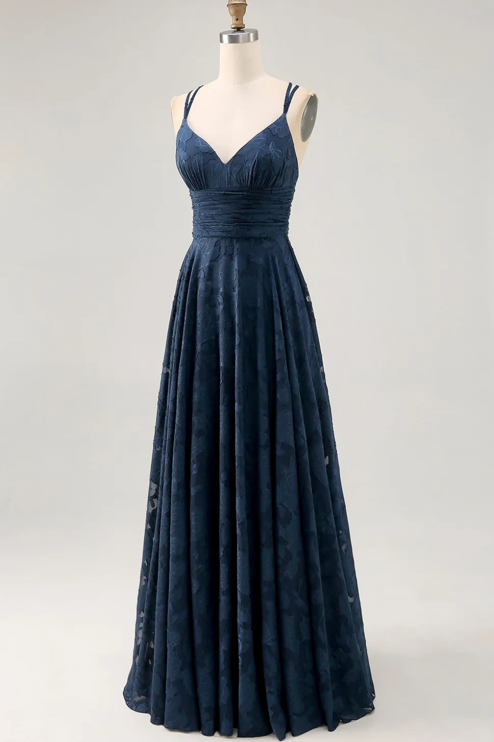 Floral A Line Navy Printed Long Wedding Guest Dress