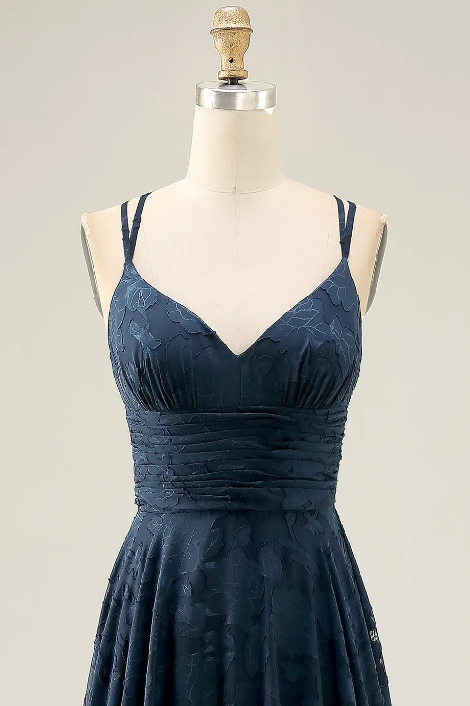 Floral A Line Navy Printed Long Wedding Guest Dress
