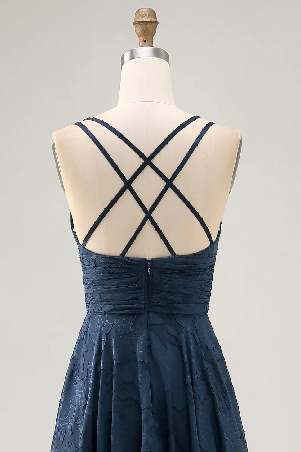 Floral A Line Navy Printed Long Wedding Guest Dress