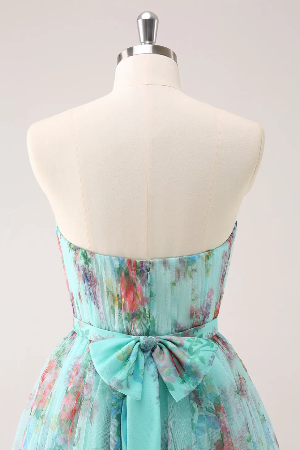 Fofo Strapless Verde Floral Vestido Curto Homecoming