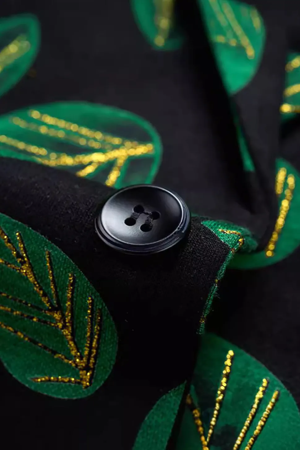 Folha Verde Escura Estampada Lapela Blazer Masculino