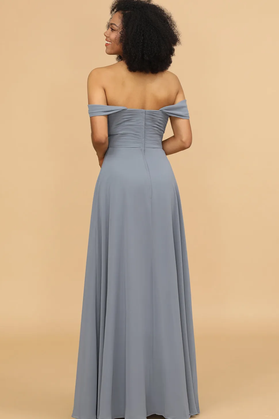 Fora do ombro Chiffon Vestido de dama de honra