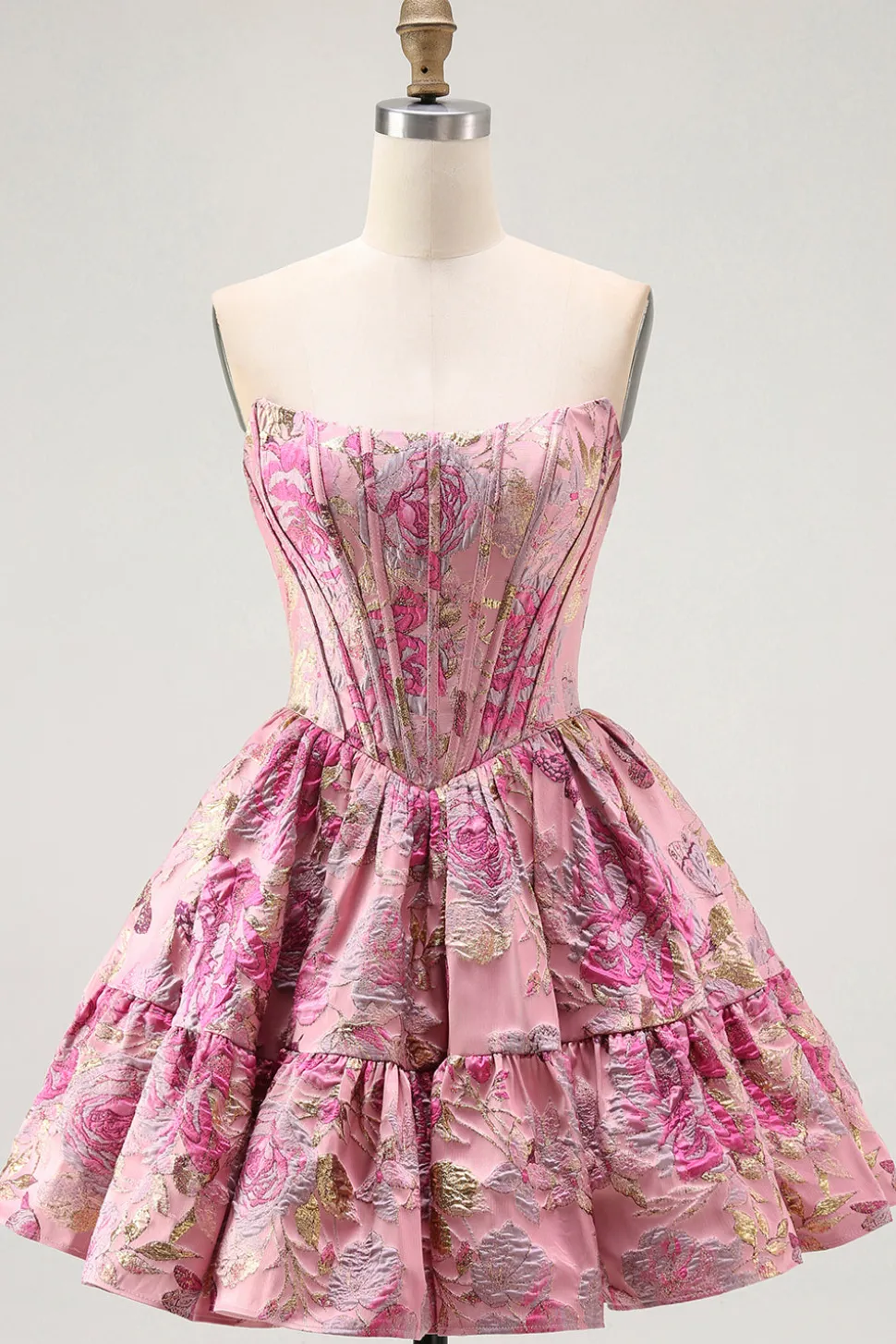 Fora do ombro estampado A-Line Corset Homecoming Dress