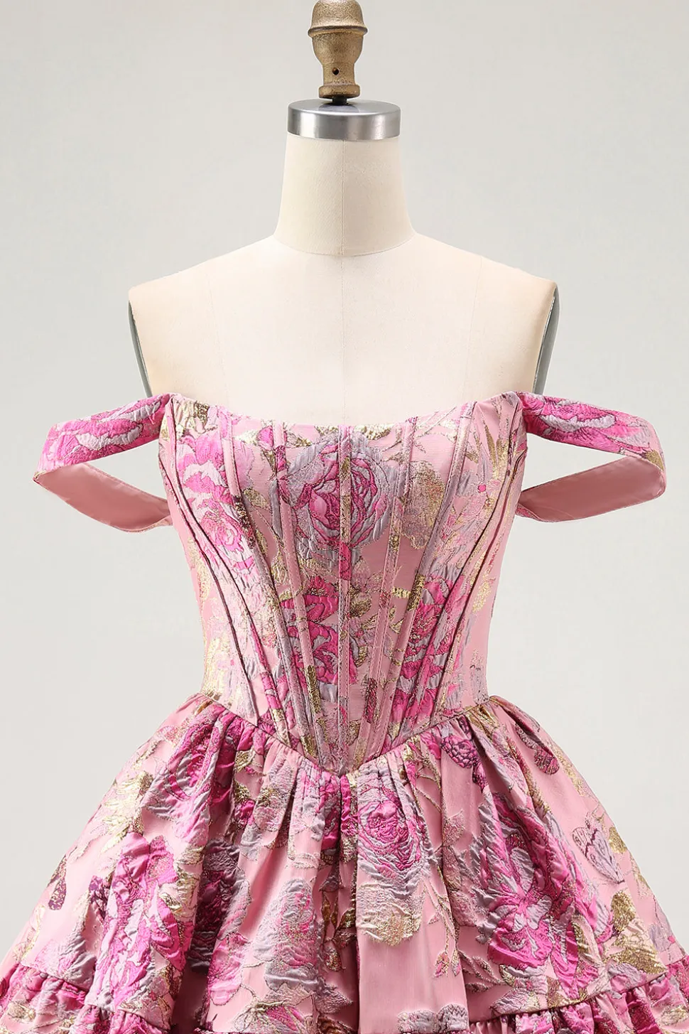 Fora do ombro estampado A-Line Corset Homecoming Dress