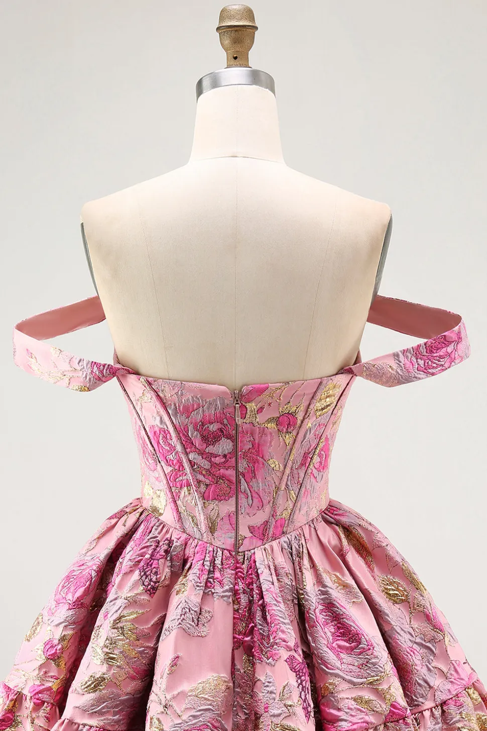 Fora do ombro estampado A-Line Corset Homecoming Dress