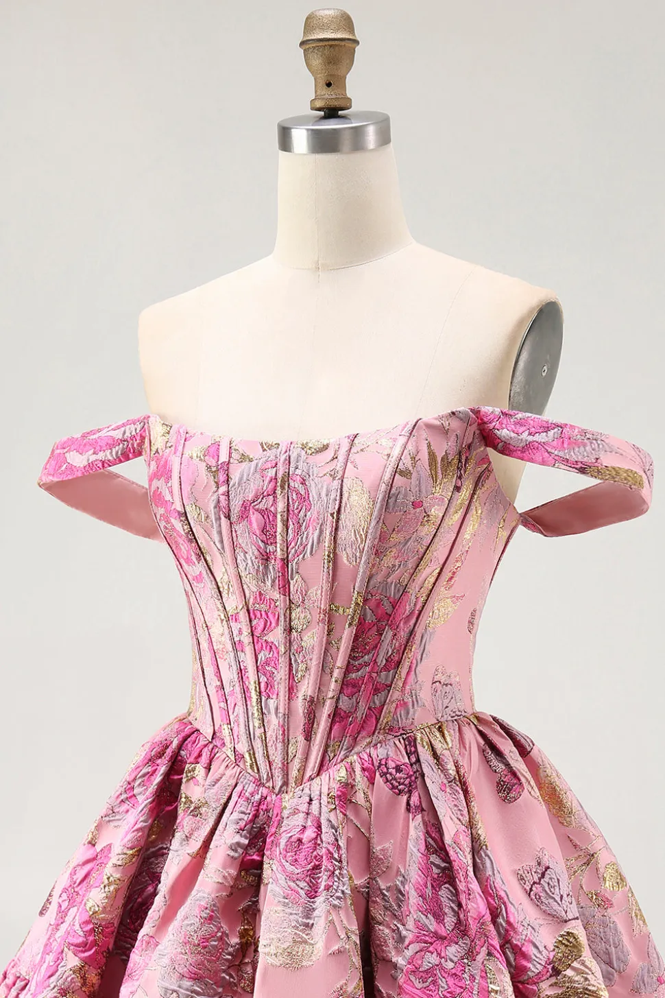 Fora do ombro estampado A-Line Corset Homecoming Dress