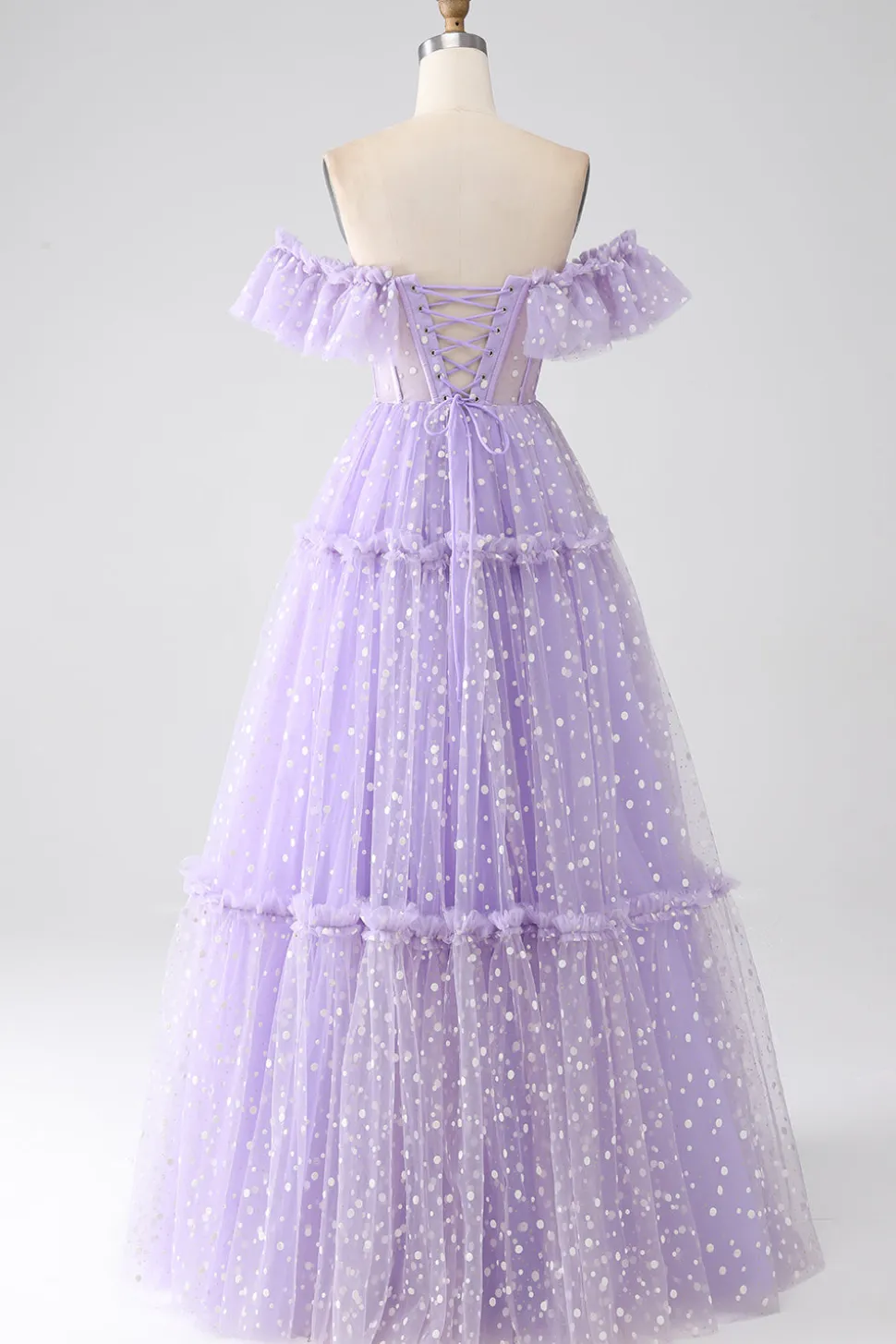 Fora do ombro Lilás Corset Prom Dress