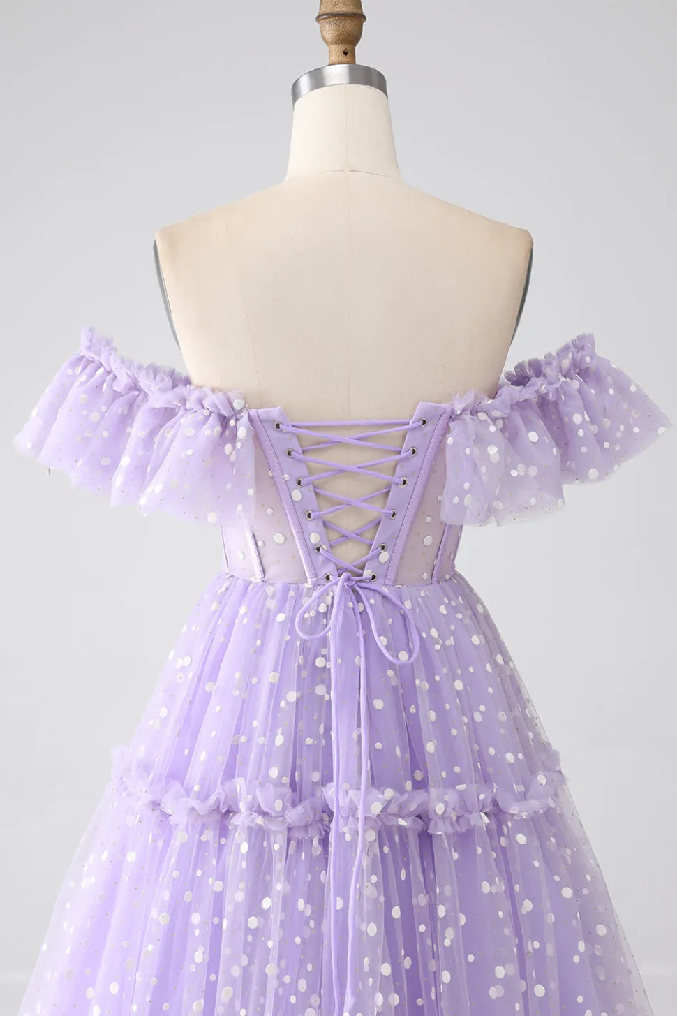 Fora do ombro Lilás Corset Prom Dress