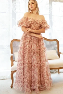 Fora do Ombro Rosa Mais Tamanho Vestido de Baile