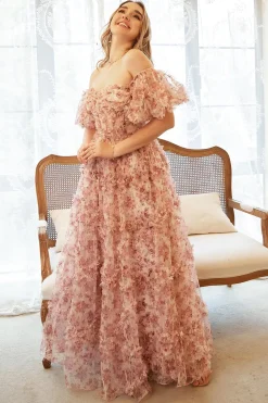 Fora do Ombro Rosa Mais Tamanho Vestido de Baile