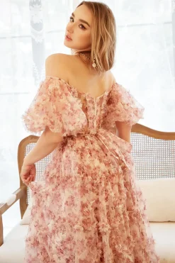 Fora do Ombro Rosa Mais Tamanho Vestido de Baile