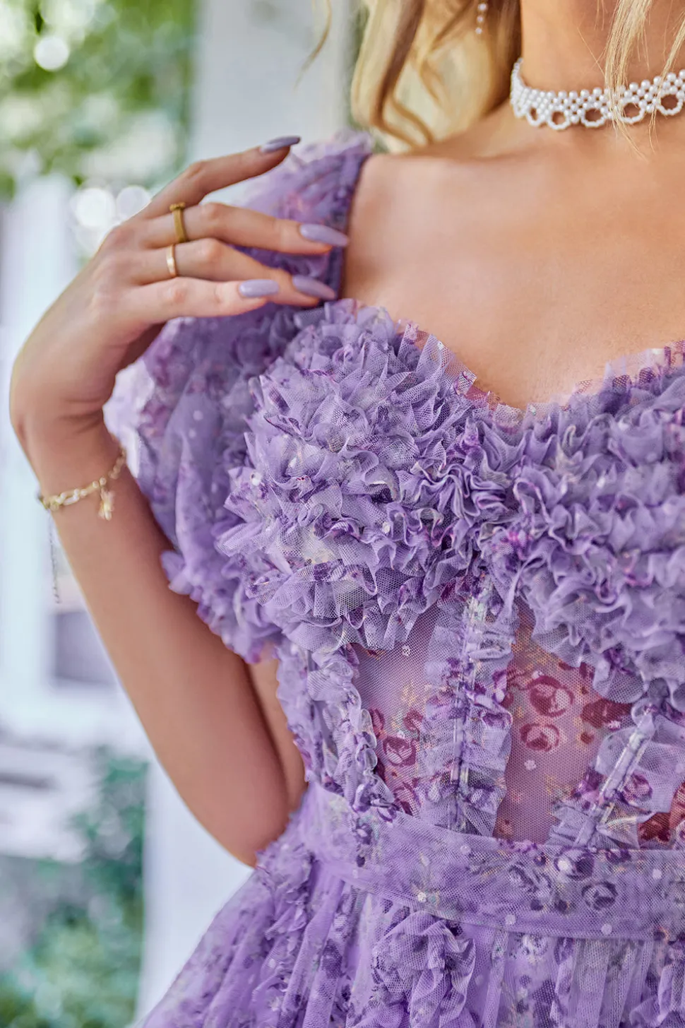 Fora do ombro Uma linha estampada bonito vestido de volta ao lar