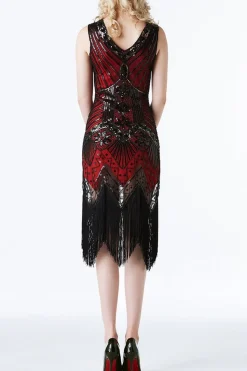 Franja de glitter vermelho 1920 Flapper Dress