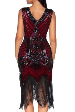 Franja de glitter vermelho 1920 Flapper Dress