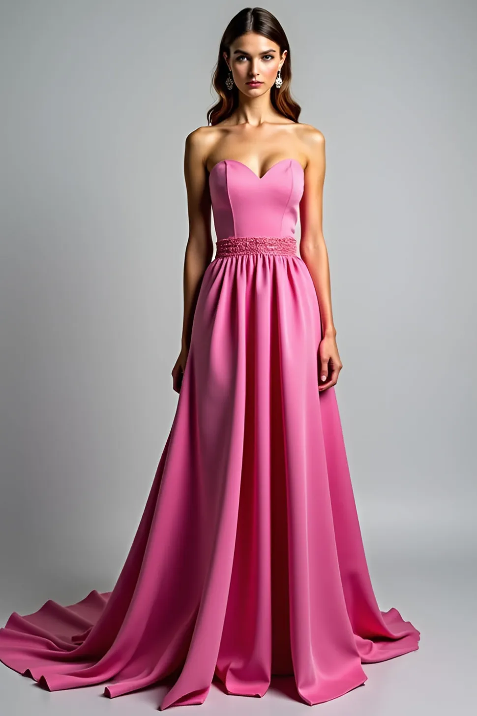 Fuchsia A Line Strapless Ruched Prom Dress