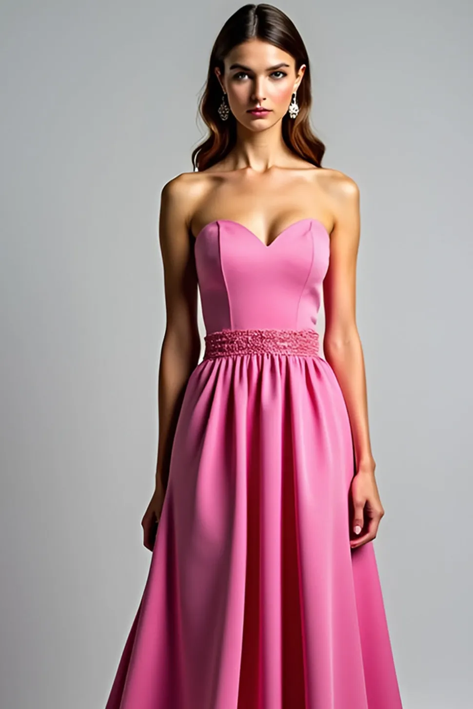 Fuchsia A Line Strapless Ruched Prom Dress