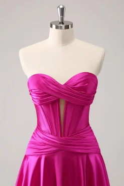Fuchsia A-Line Sweetheart Corset Vestido Curto Homecoming