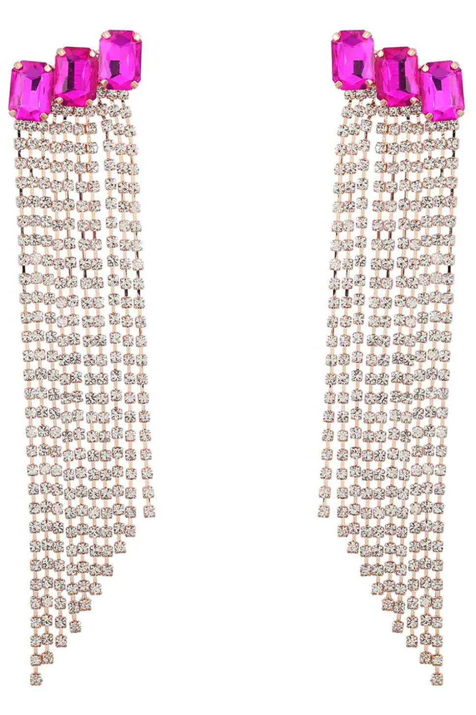 Fuchsia Beaded Rhinestone Festa Brincos