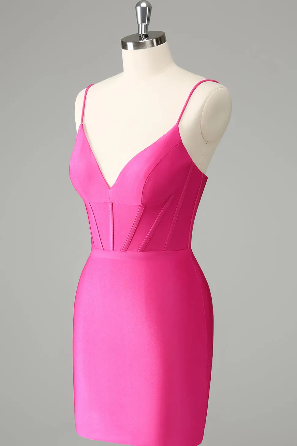 Fuchsia Bodycon Esparguete Correias Cetim Homecoming Dress