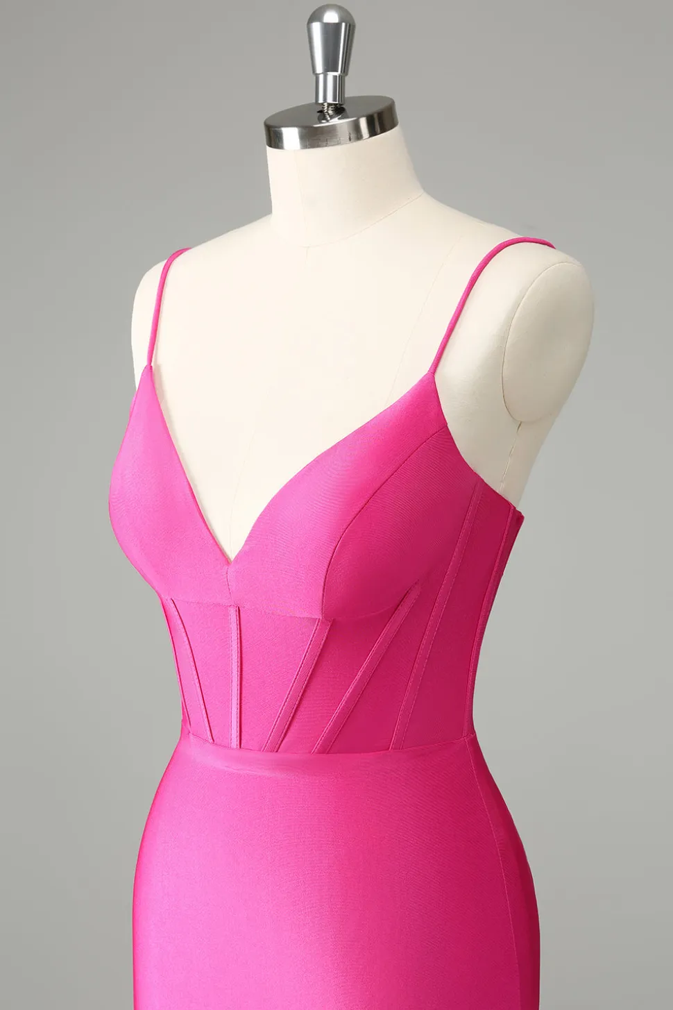 Fuchsia Bodycon Esparguete Correias Cetim Homecoming Dress